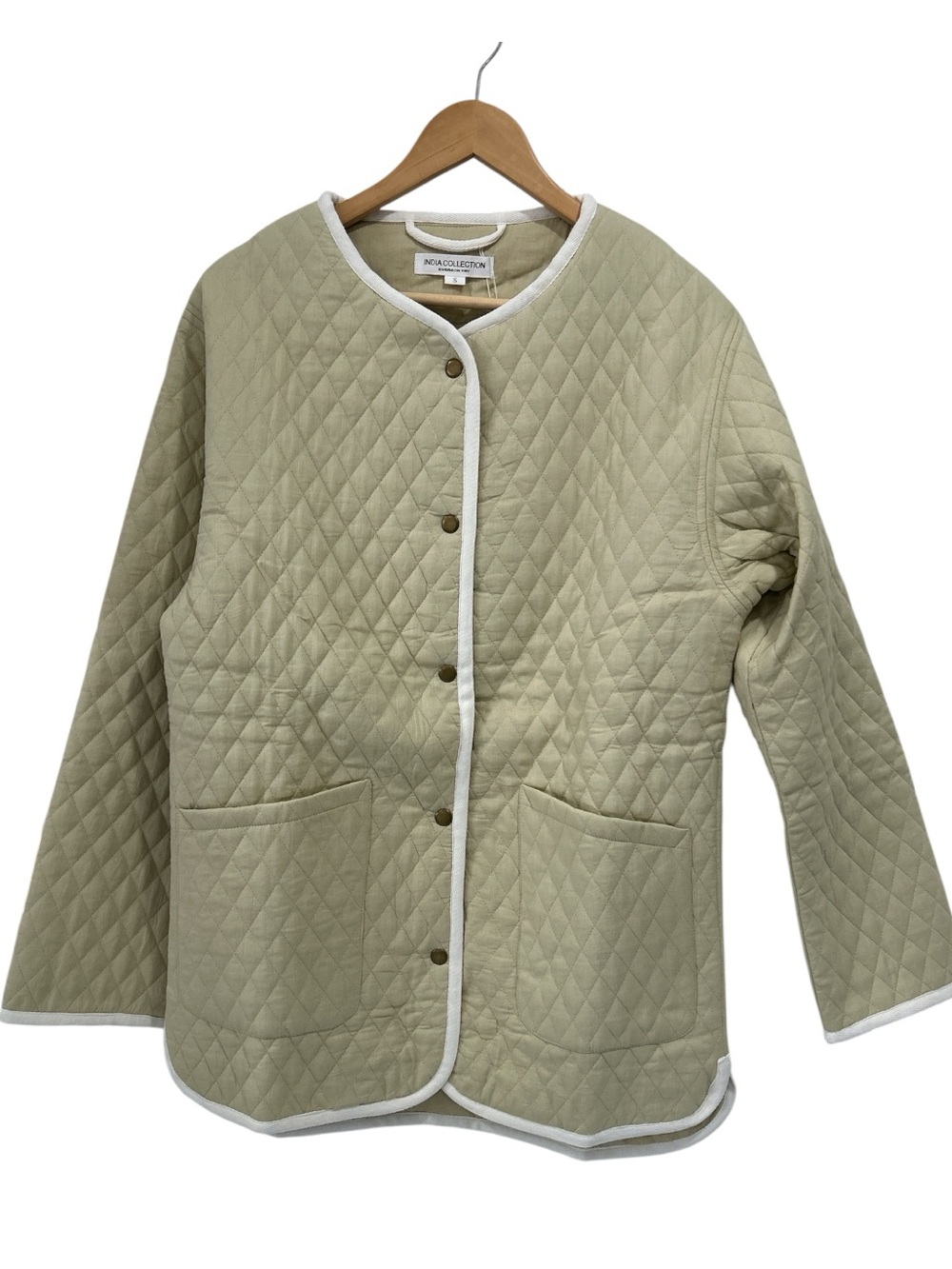 NWT Emerson Fry India Organic Cotton Quilted Barn Coat Jacket in Buttercream - S